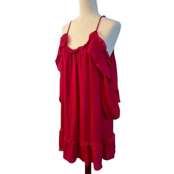 Parker Red Ruffled Off-Shoulder Mini Dress - Picture 3 of 7